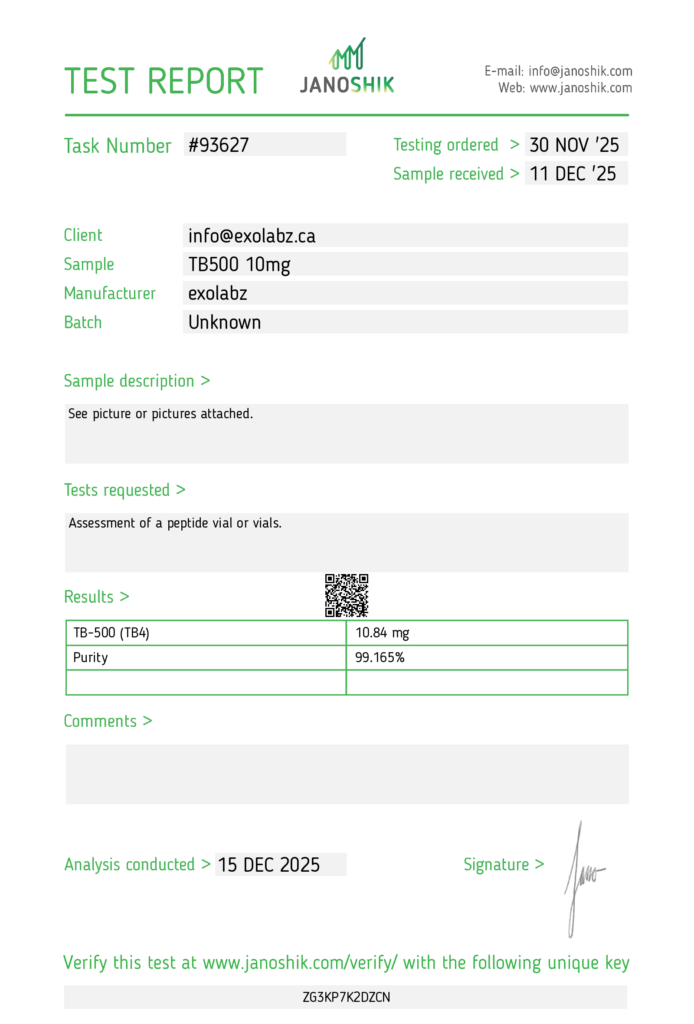 TB500 COA lab test results