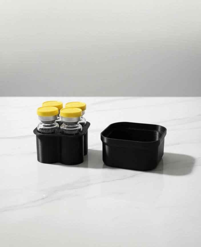 3D-Printed 4-Vial Storage Container – Multi-Vial Protective Peptide Case - Image 2
